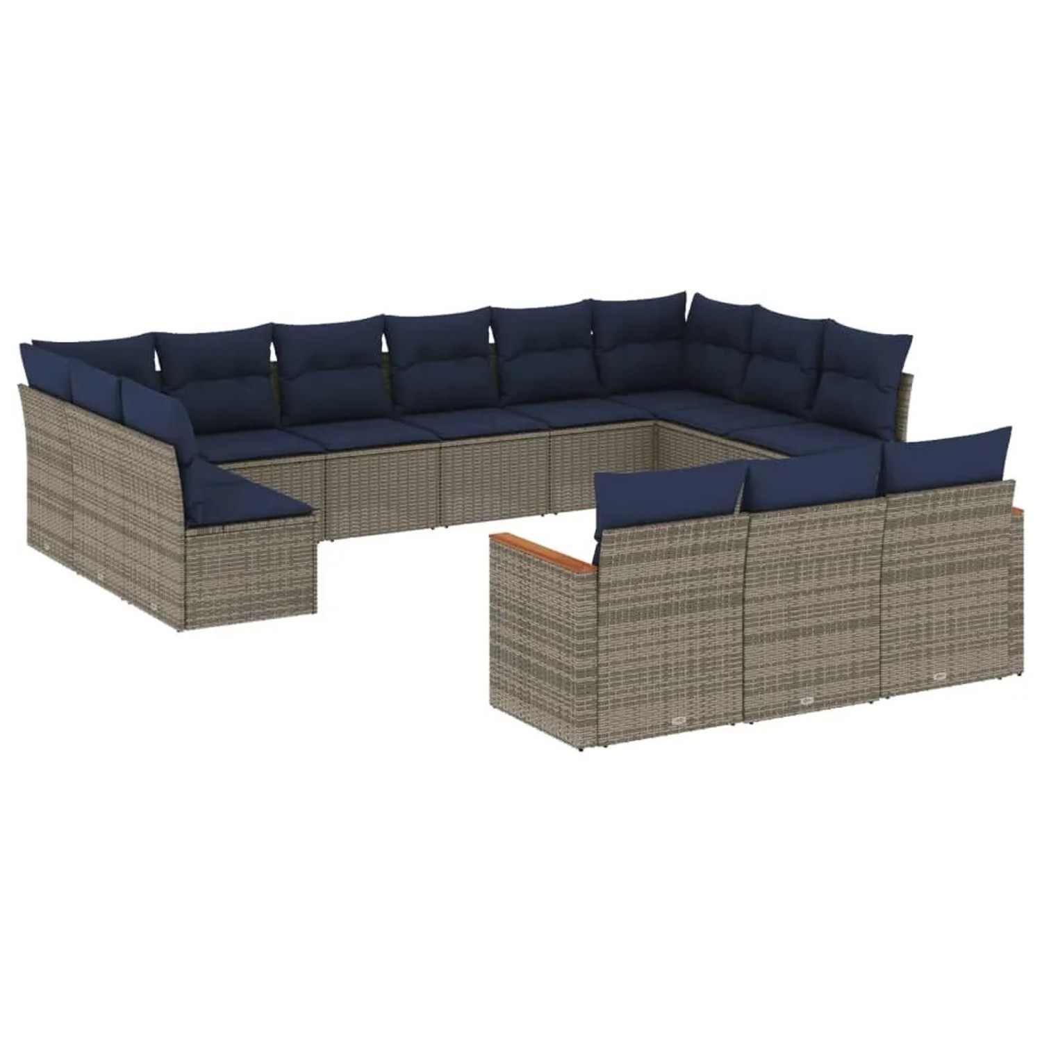 vidaXL 13-Tlg Gartensofa-Set mit Kissen Grau Polyrattan 3226460 günstig online kaufen