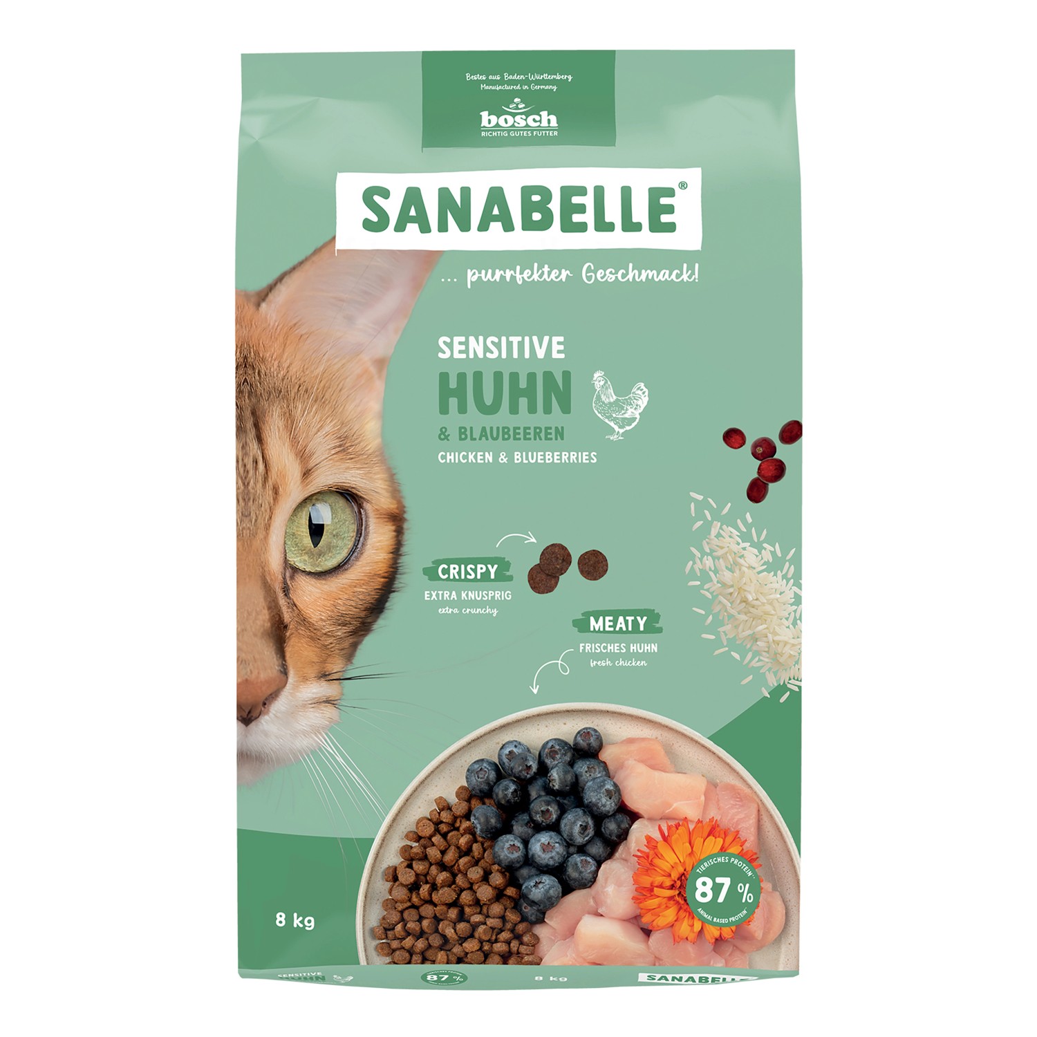Thumbnail - Sanabelle Katzen-Trockenfutter Sensitive Huhn & Blaubeeren 8 kg