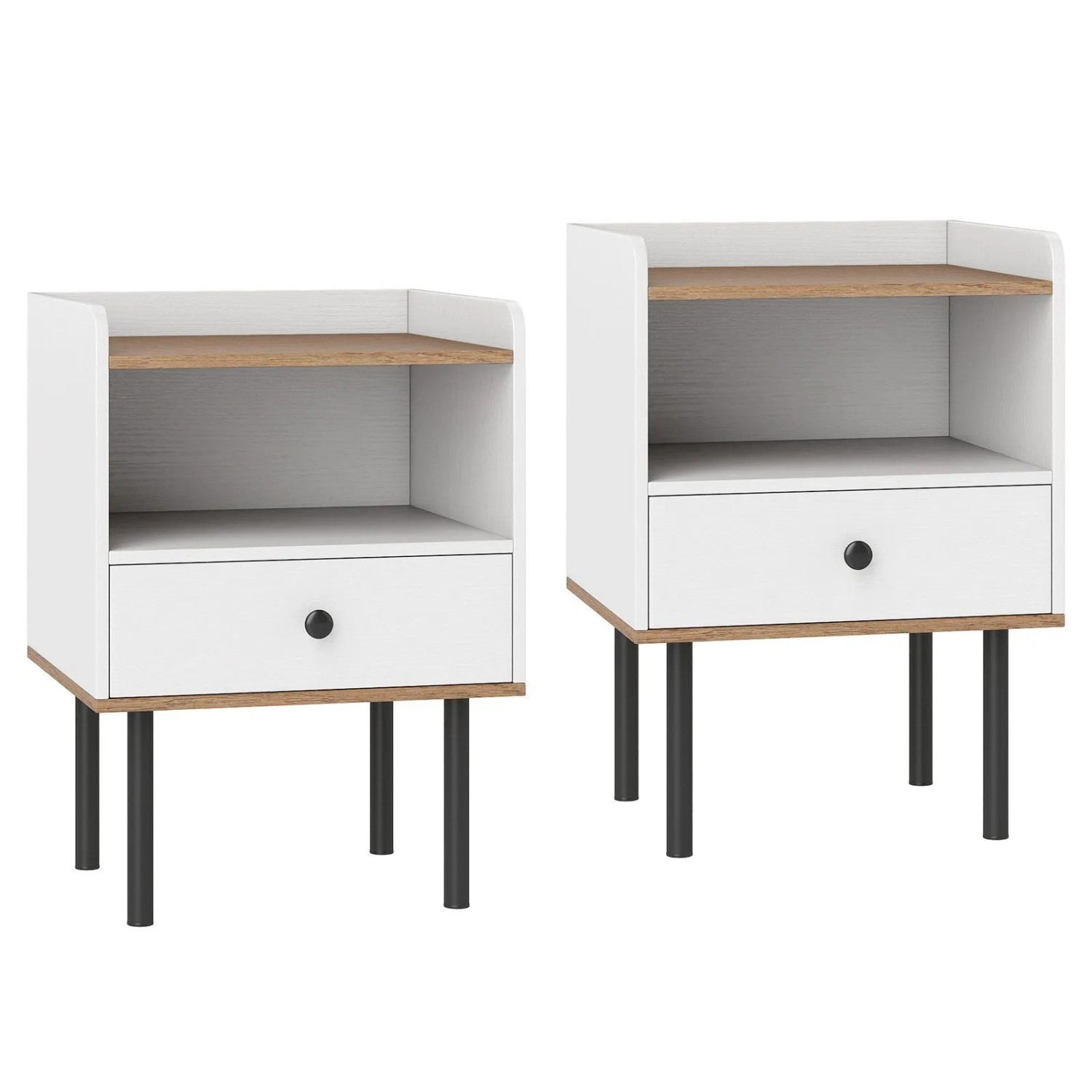 Costway 2 Pcs Nachttisch mit Schublade 40,5 x 35 x 56 cm Weiß