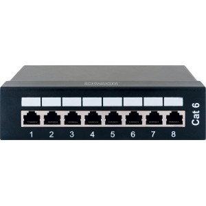 Schwaiger CAT 6 Patchpanel mit 8 Ports für RJ45 Netzwerktechnik.