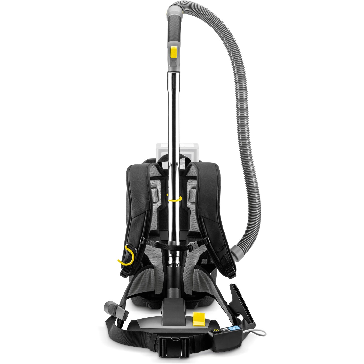 Kärcher Akku-Rucksacksauger BVL 5/1 Bp, Ansicht von hinten. Leichter, kabelloser Staubsauger für flexible Reinigung.
