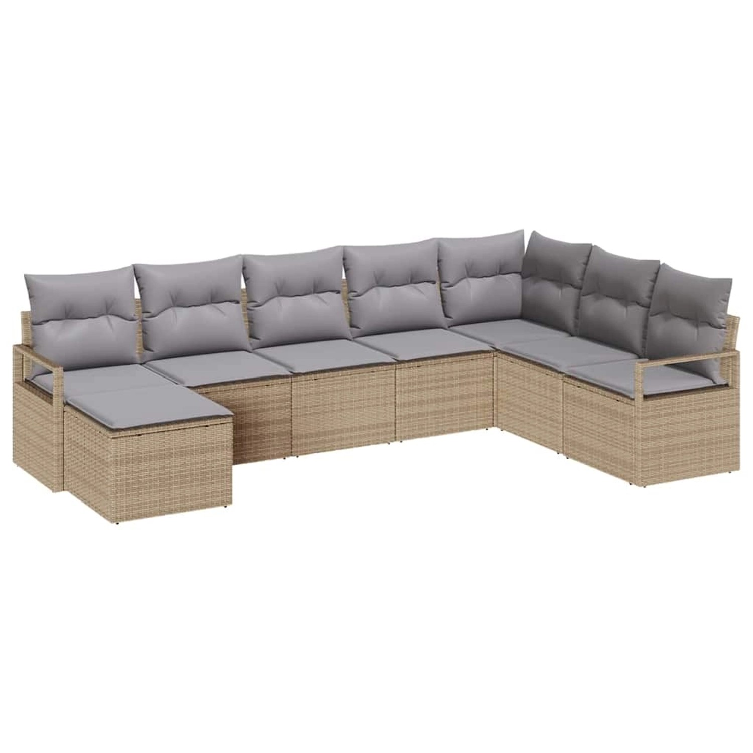vidaXL Garten-Sofa-Set 8-Tlg Beige Poly Rattan 3346500 günstig online kaufen