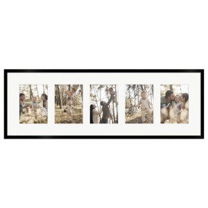 Schwarzer WANDStyle Galerierahmen für 5 Fotos (13x18 cm), 30x90 cm. Bilderrahmen für Familienerinnerungen.