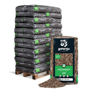 Palette Galamio Kiefernrinde Fein, 39 Säcke à 60l, Rindenmulch für Garten und Beet.