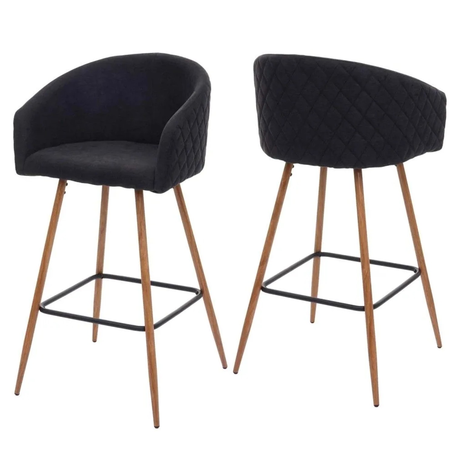 MCW Barhocker D72 2er-Set Stoff/Textil Anthrazit-Grau