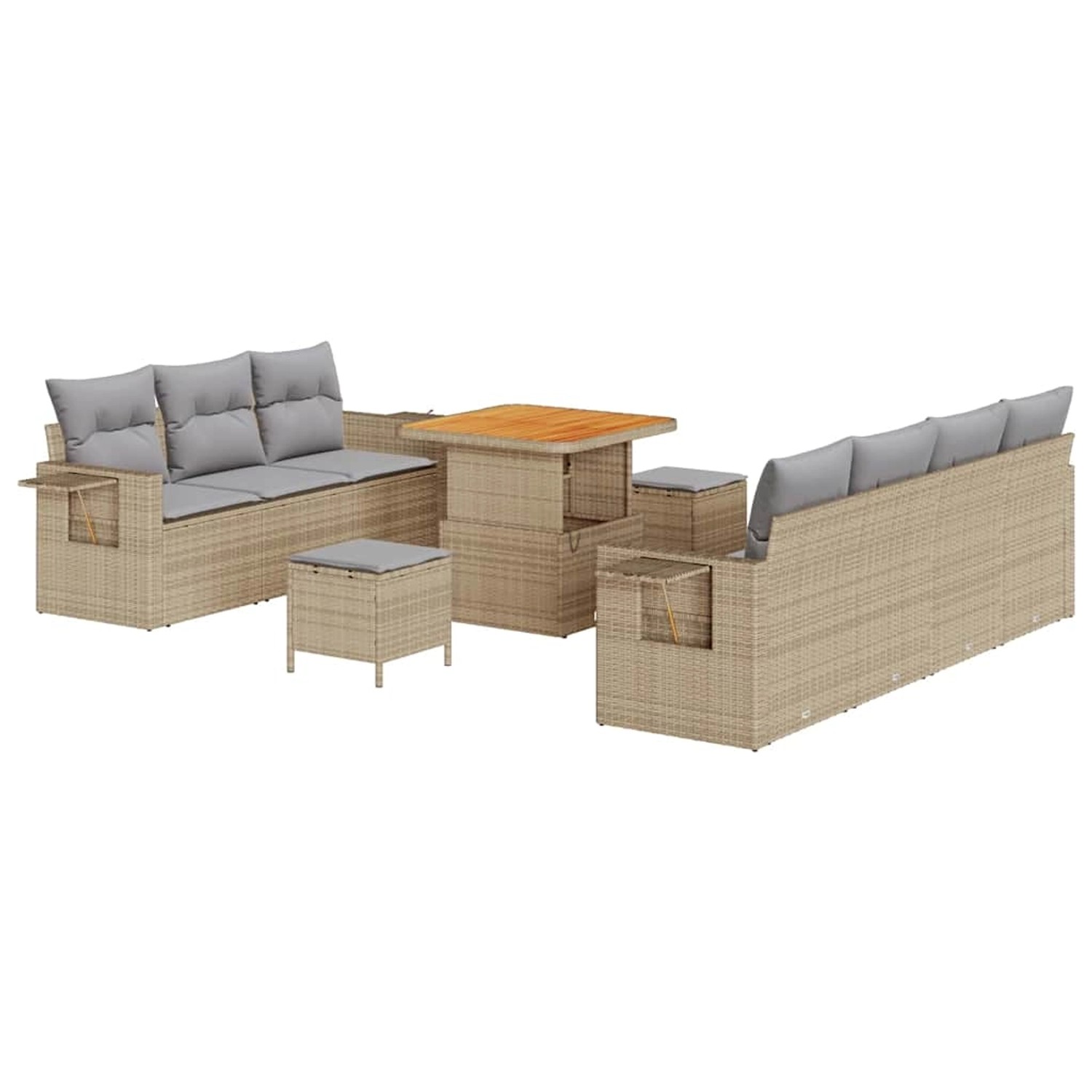vidaXL Garten-Sofa-Set 10-Tlg Beige Poly Rattan 3361707 günstig online kaufen