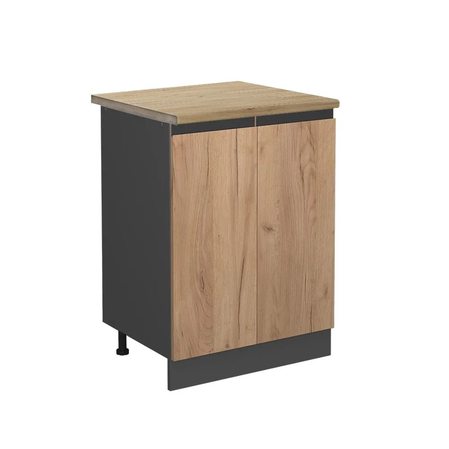 Vicco Küchenunterschrank R-Line Goldkraft Eiche Anthrazit 60 cm J-Shape AP Eiche mit Anthrazit Korpus