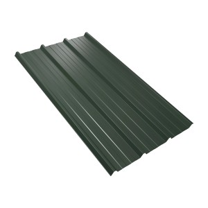 Weckman Trapezblech W45 in Nadelgrün, 1500x1069x0,5 mm. Dachblech für langlebige Dacheindeckung.