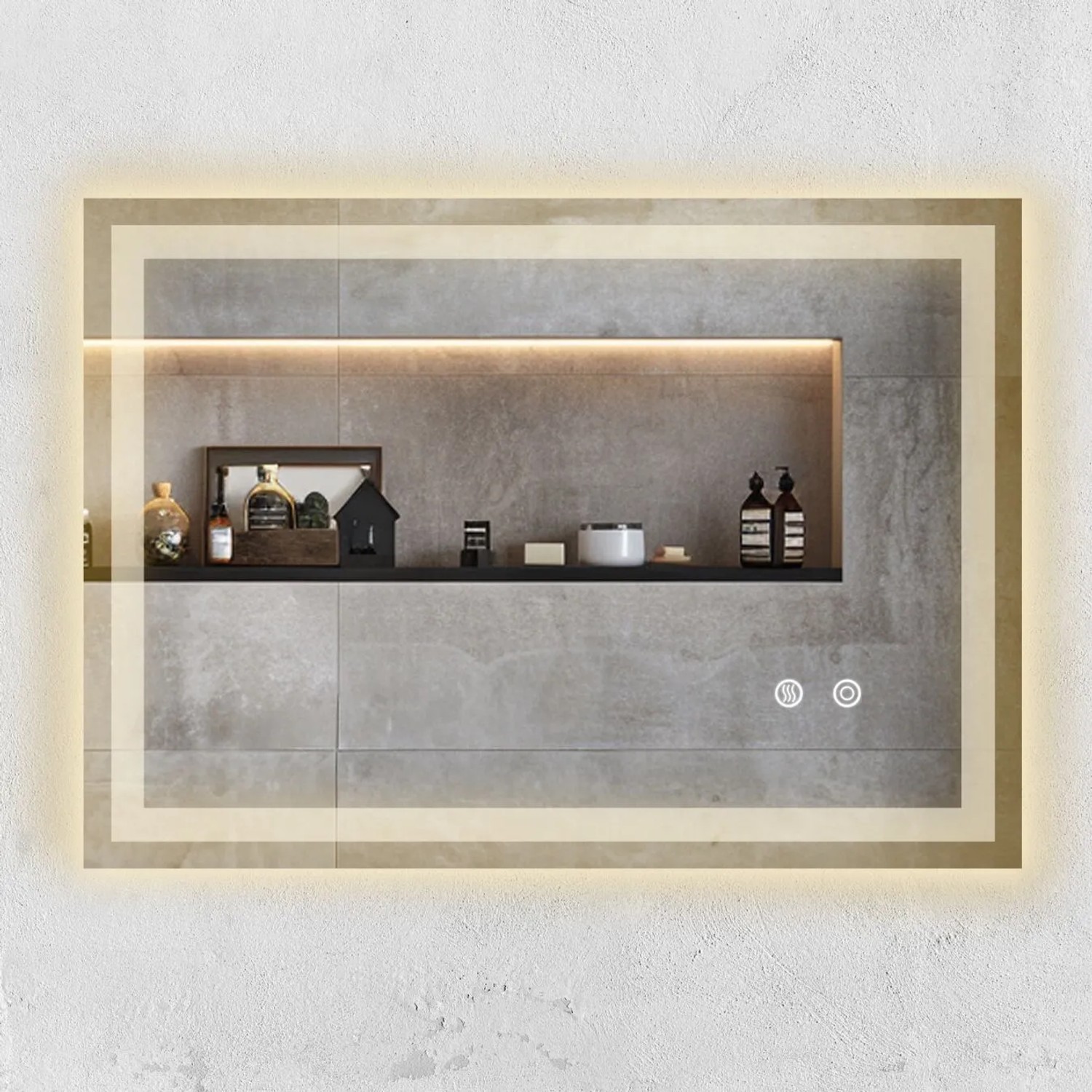 Tectake Rechteckiger Led Badezimmerspiegel Clara Rahmenloses Design In 3 Größen Dimmbare Beleuchtung In 3 Lichtfarben 50 x 70 cm 50 x 70 cm Anthrazit