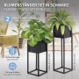 ML-Design Blumenständer 2er Set, schwarz, mit Übertöpfen für Innen und Außen.