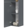 Grauer Vicco Badschrank Izan (37x172 cm) mit offenen Fächern und Tür. Badregal für mehr Stauraum.