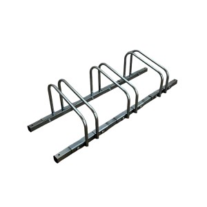 Verzinkter Fahrradparkständer für 3 Fahrräder, geeignet für Reifen bis 7,5 cm Breite.