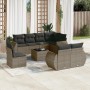 Graue 9-tlg. vidaXL Garten-Sofagarnitur aus Polyrattan mit Kissen für Terrasse und Garten.