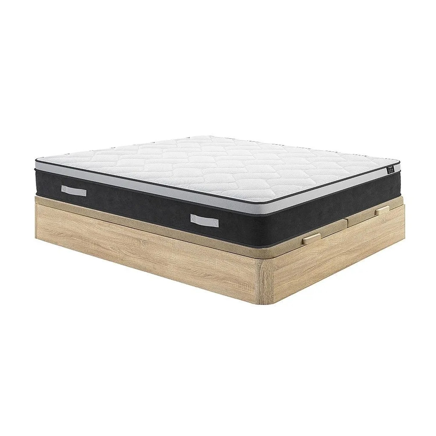 Vente-unique Matratze Und Bettgestell Mit Lattenrost Und Bettkasten Astria Naturfarben Hell 200 cm