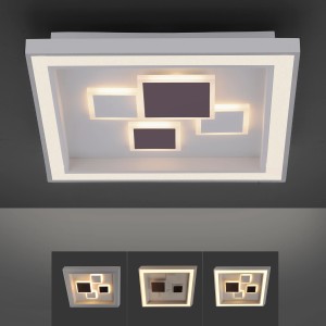 Moderne, weiße LED-Deckenleuchte Eliza (48x48cm) von Paul Neuhaus mit warmweißem Licht.