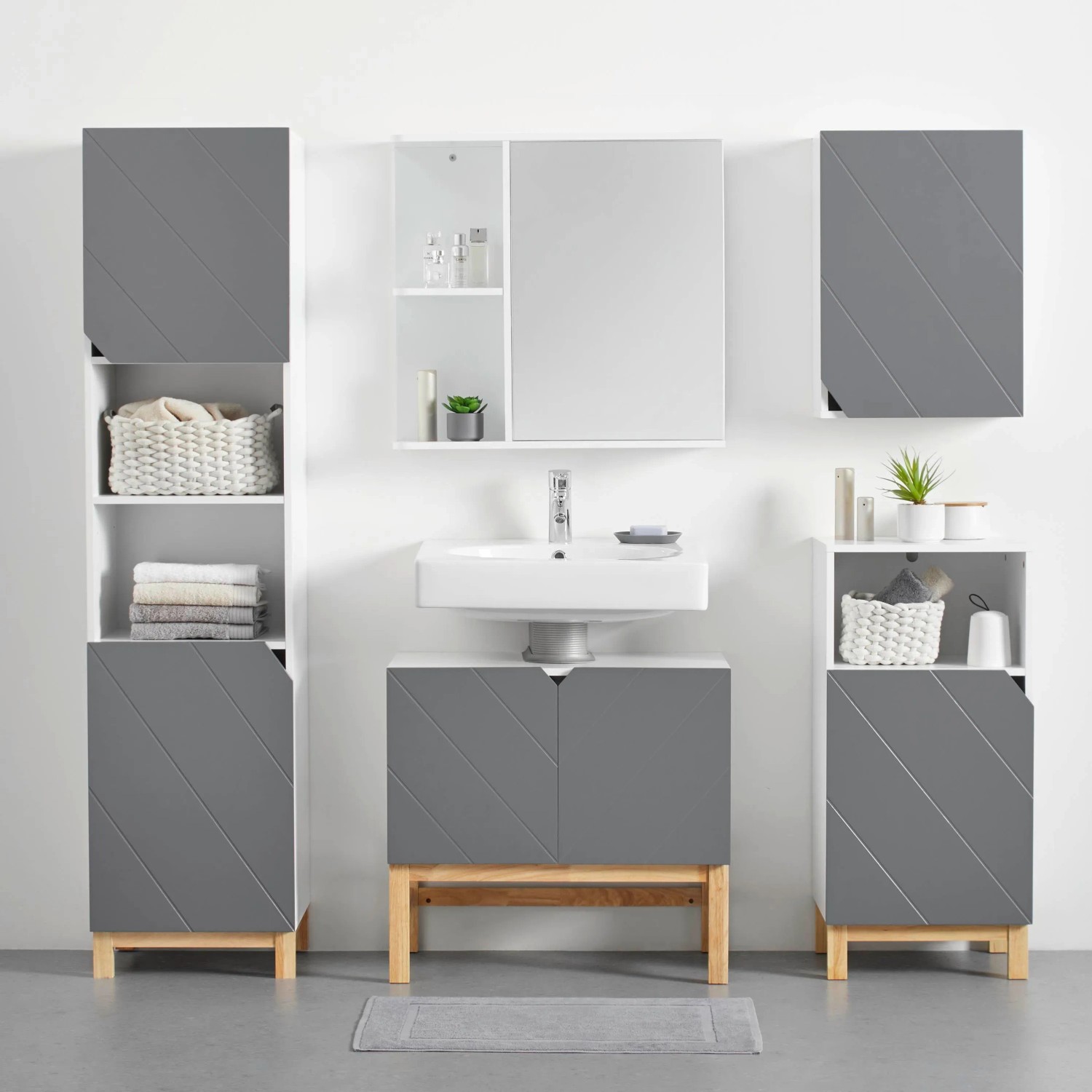 Bessagi Home Unterschrank Rocco Grau ca. 42,6x90x35 cm_10