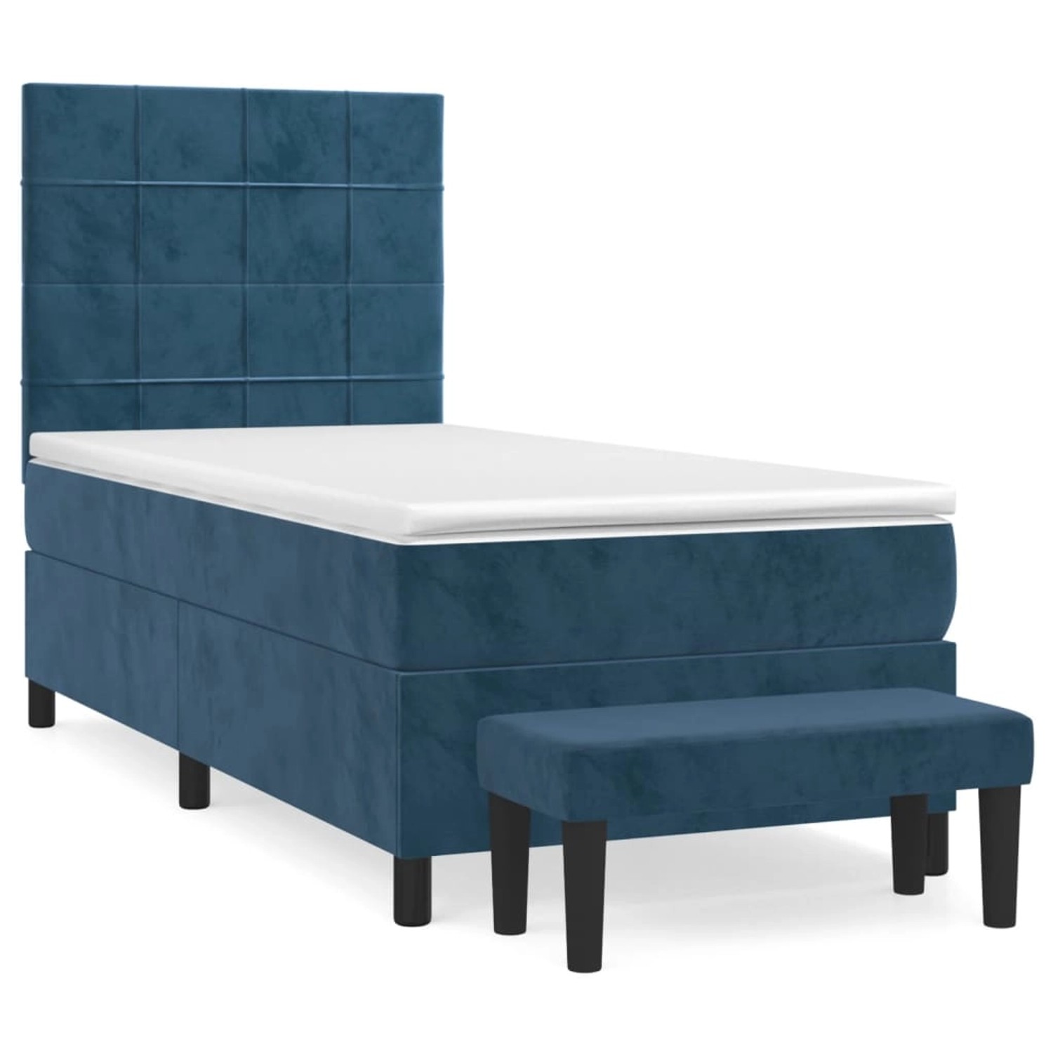 vidaXL Boxspringbett mit Matratze Dunkelblau 90x190 cm Samt 3137819 günstig online kaufen