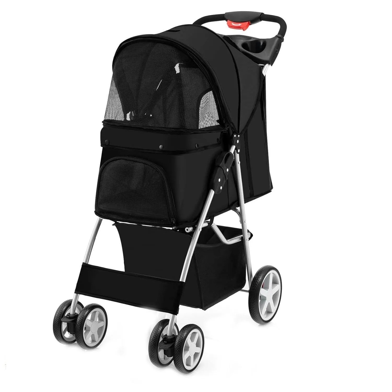 Costway Hundewagen Haustiere Buggy Bis 15 kg Schwarz