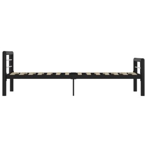 Schwarzes vidaXL Bettgestell aus Metall, 90x200 cm, mit Lattenrost.