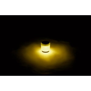 Weiße, matte Solar-LED-Dekoleuchte, Ø 8 cm x 9 cm, für den Außenbereich.