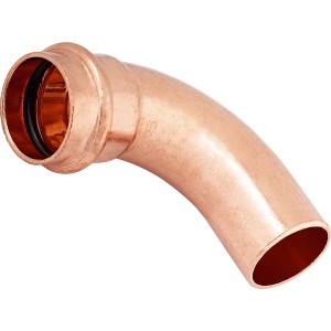 Kupfer Press-Bogen, 90 Grad, Ø 28 mm für Trinkwasserinstallationen.