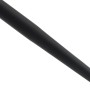 Nahaufnahme des mattschwarzen Metallbeins eines Barhockers mit verstellbarem Bodenschoner.