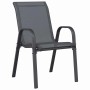 Grauer Gartenstuhl aus Stahl, Teil des vidaXL Bistro Sets. Bequemer Sitz für Terrasse und Garten.