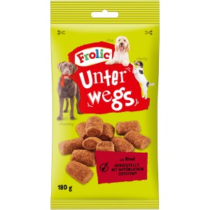 Frolic Unterwegs Hunde-Snacks mit Rind, 180g Packung. Belohnungssnacks für Hunde.
