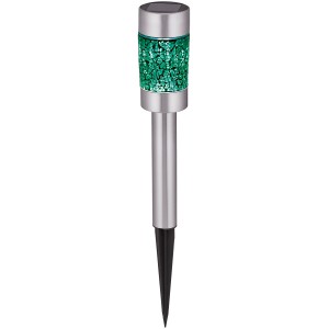OBI LIGHTING Solarspieß mit grünem Mosaik aus Edelstahl, Deko für Garten und Beet.