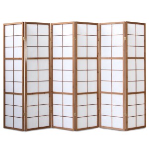 Homestyle4u 6-tlg. Paravent Shoji in Braun 264x175 cm 274