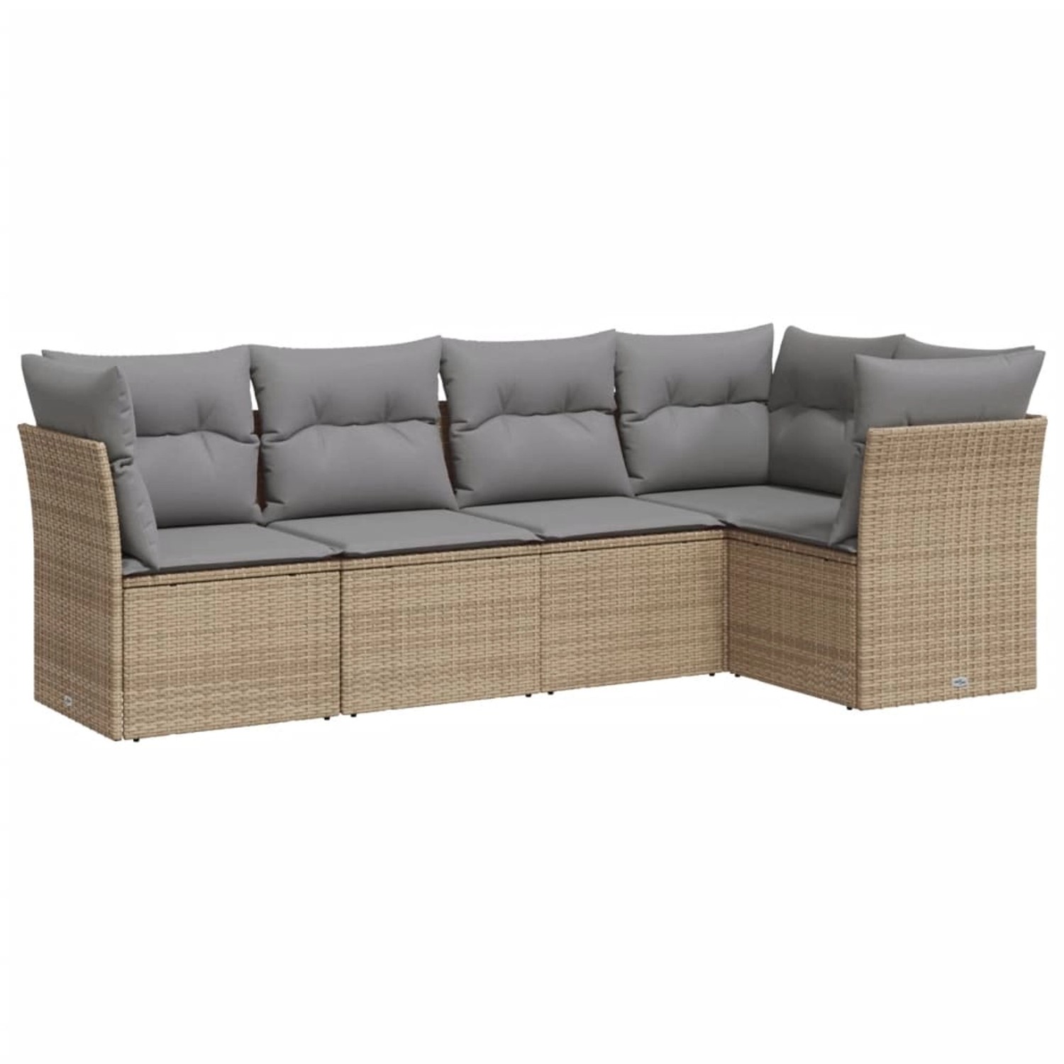 vidaXL 5-tlg Garten-Sofagarnitur mit Kissen Beige Poly Rattan Modell 46