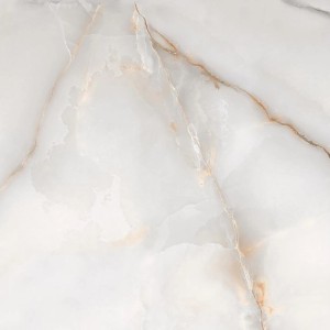 Bodenfliese Feinsteinzeug, glasiert und poliert, 60x60 cm, Marmor-Optik.