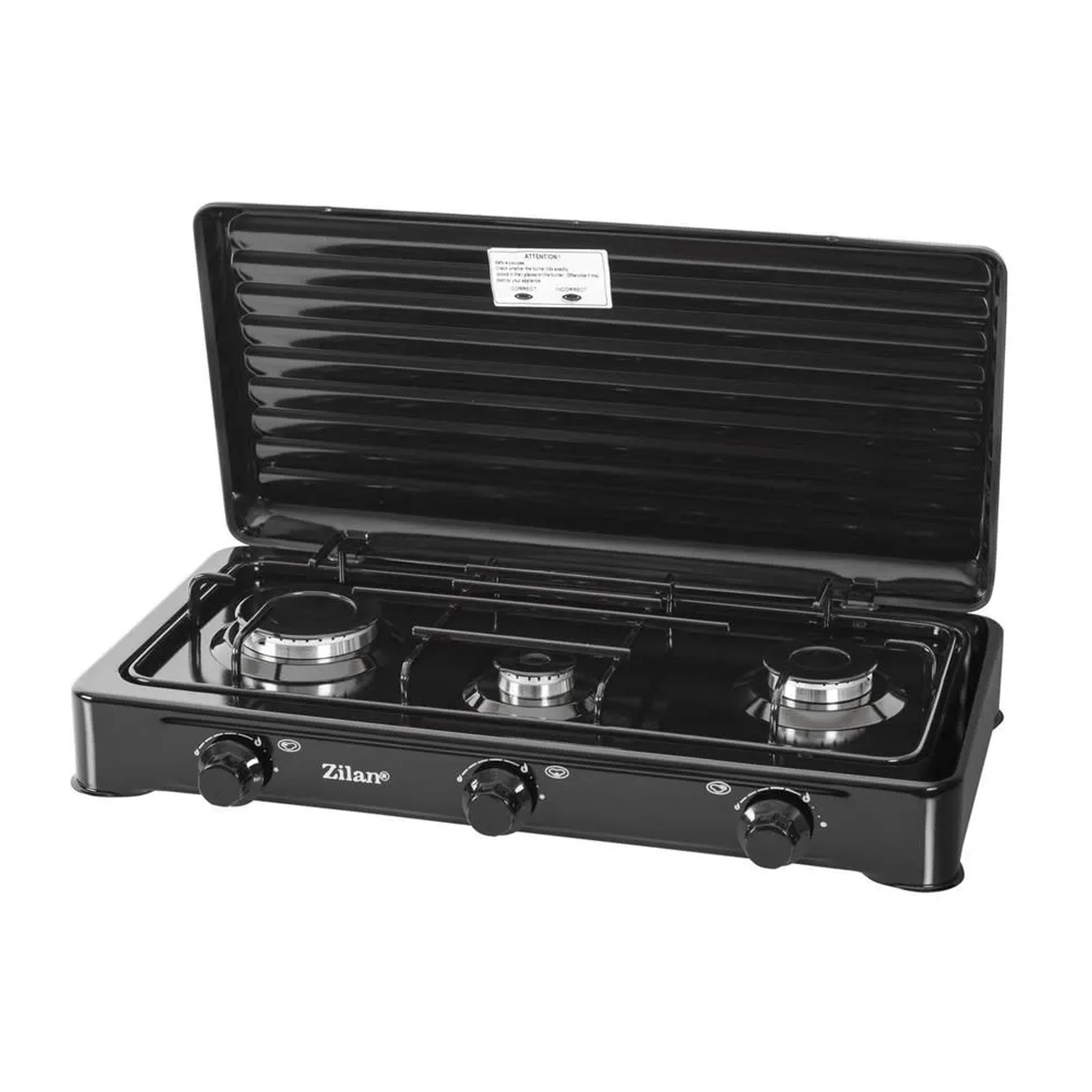 Zilan ZLN-0032 Gaskocher Campingkocher 3-Flammig Schwarz