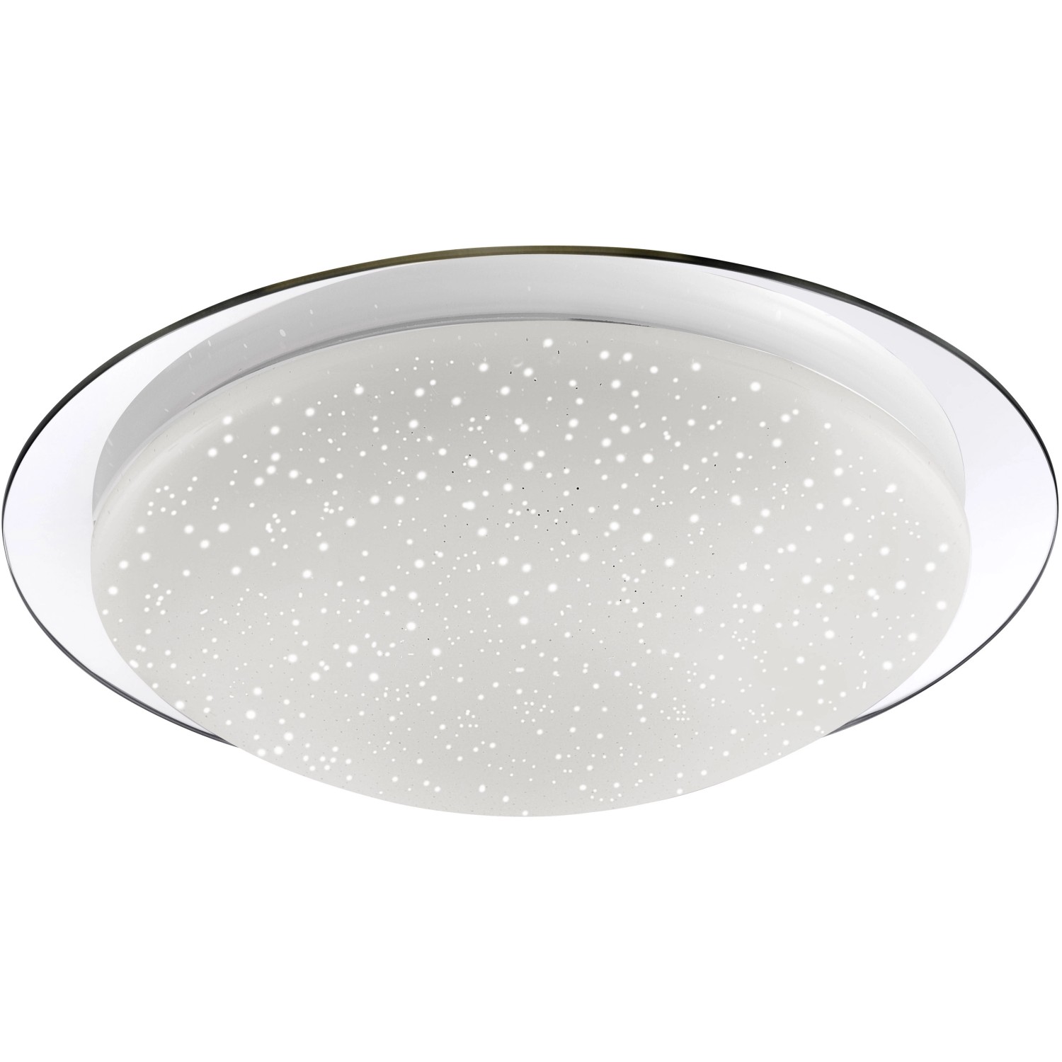 LED-Deckenleuchte Skyler Chrom, Ø 38cm, Sternenhimmel-Optik für Wohnräume & Bad.