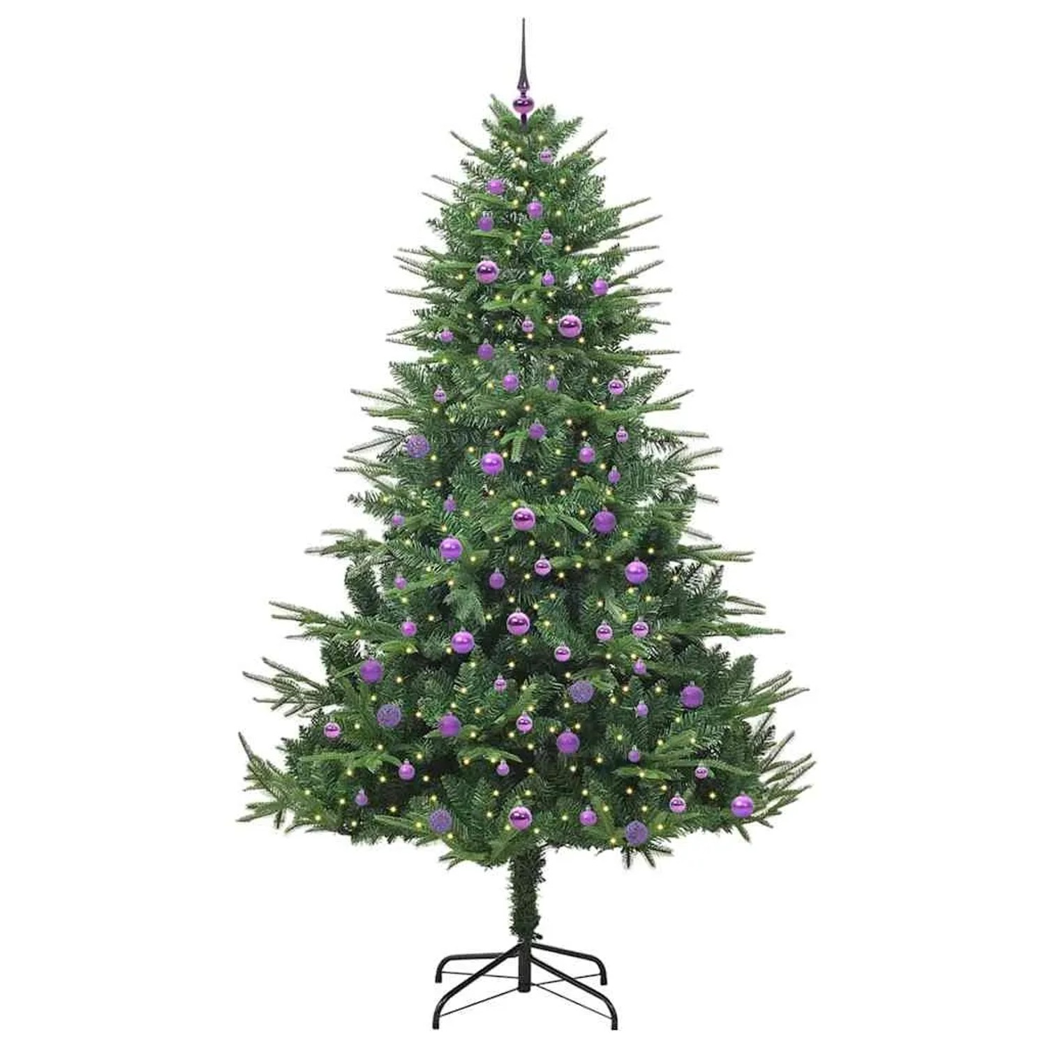 vidaXL Künstlicher Vorbeleuchteter Weihnachtsbaum mit Kugelset Grün 3395372