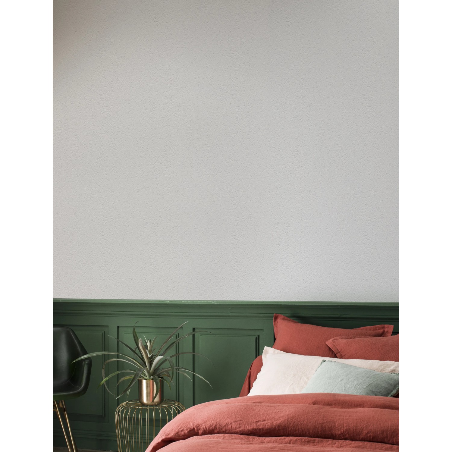 Rasch Vliestapete Wallton 127409, Uni Weiß, überstreichbar im Schlafzimmer.