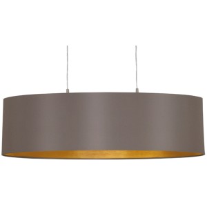 Eglo Maserlo Pendelleuchte, 2-flammig, Cappuccino, Stoffschirm, ovale Form.