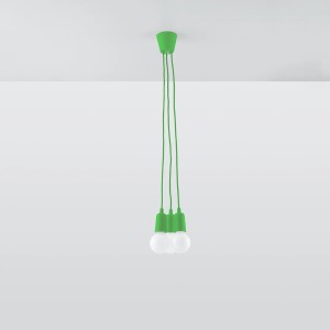 Grüne Sollux Lighting Hängeleuchte Diego 3 mit drei Leuchten für Lampen & Leuchten.