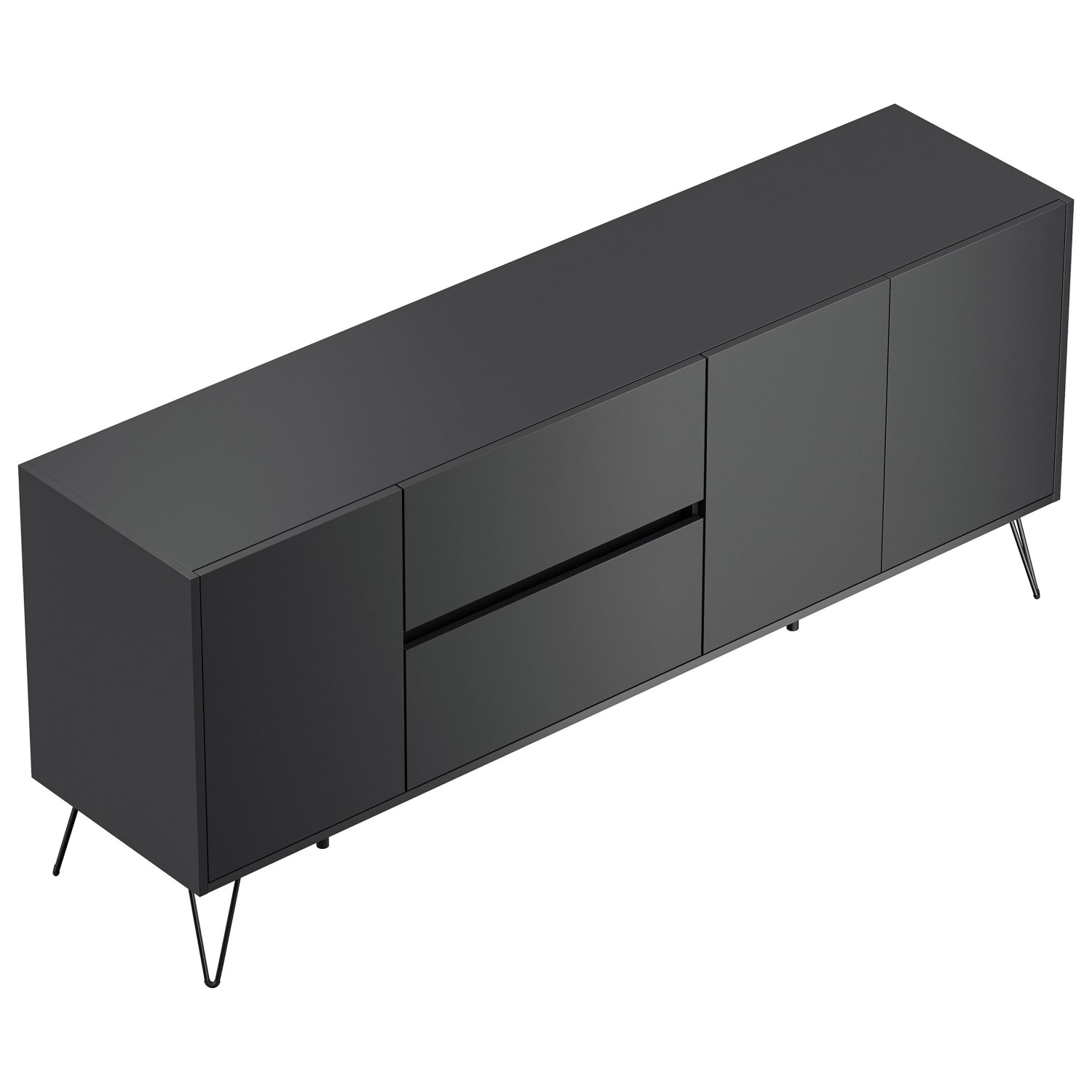 Posseik Sideboard Industrial I 2 Schubladen 3 Türen 180 cm Grafit günstig online kaufen