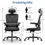Maße des ergonomischen Rattantree Drehstuhls in Schwarz mit Wippfunktion und verstellbaren Armlehnen.