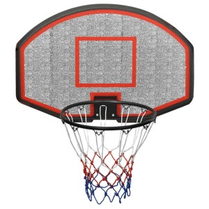 vidaXL Basketballkorb mit grauem Polyethylen-Backboard, schwarzem Ring und weiß-rot-blauem Netz für Sport & Fitness.