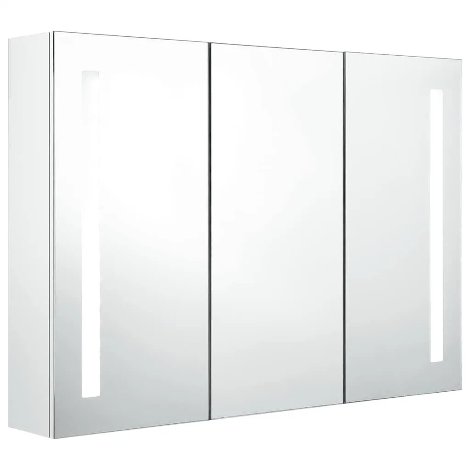 vidaXL LED-Spiegelschrank fürs Bad 89x14x62 cm Glänzend Weiß 326531