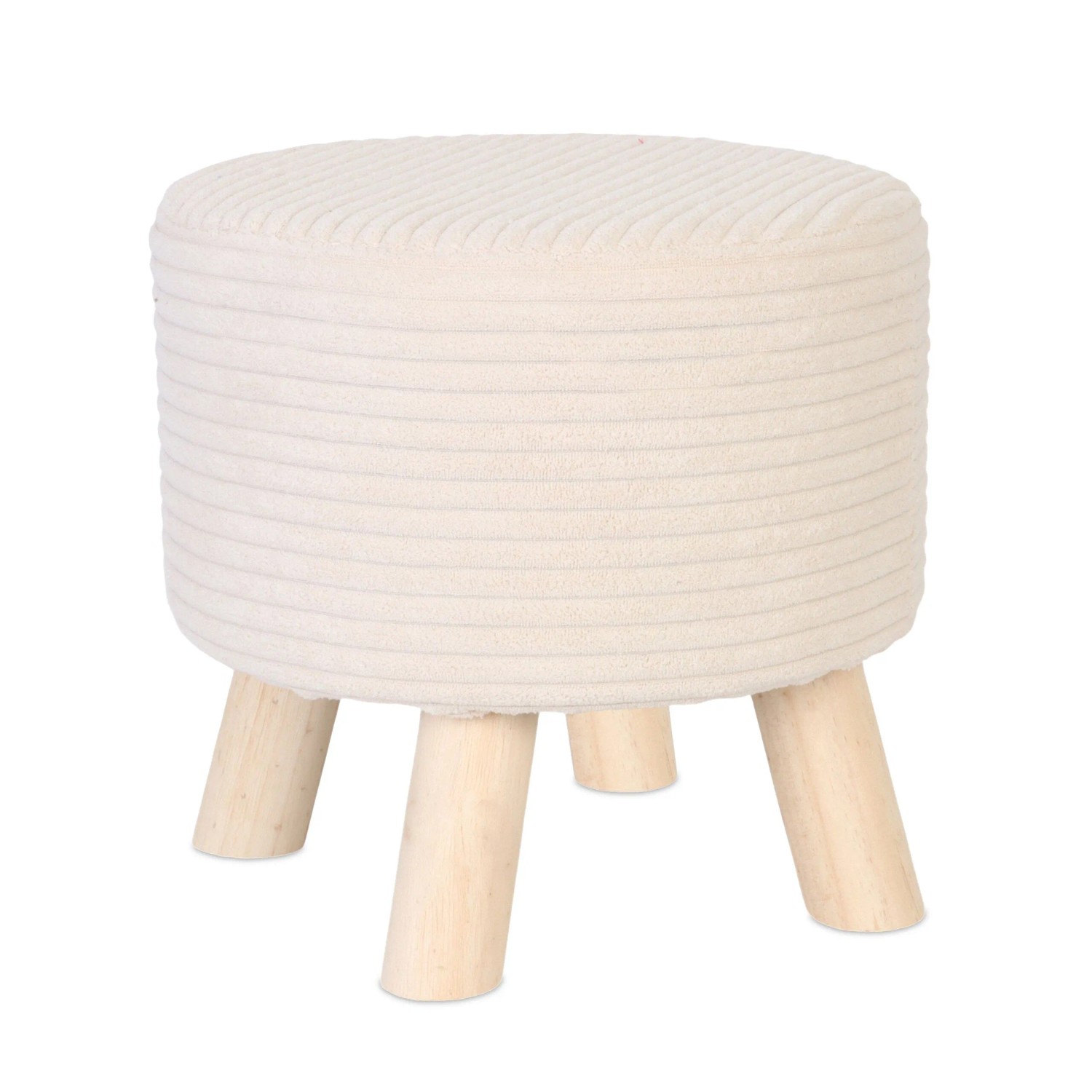 Relaxdays Polsterhocker Cord Holz Beige Gepolstert 30 cm x 30 cm