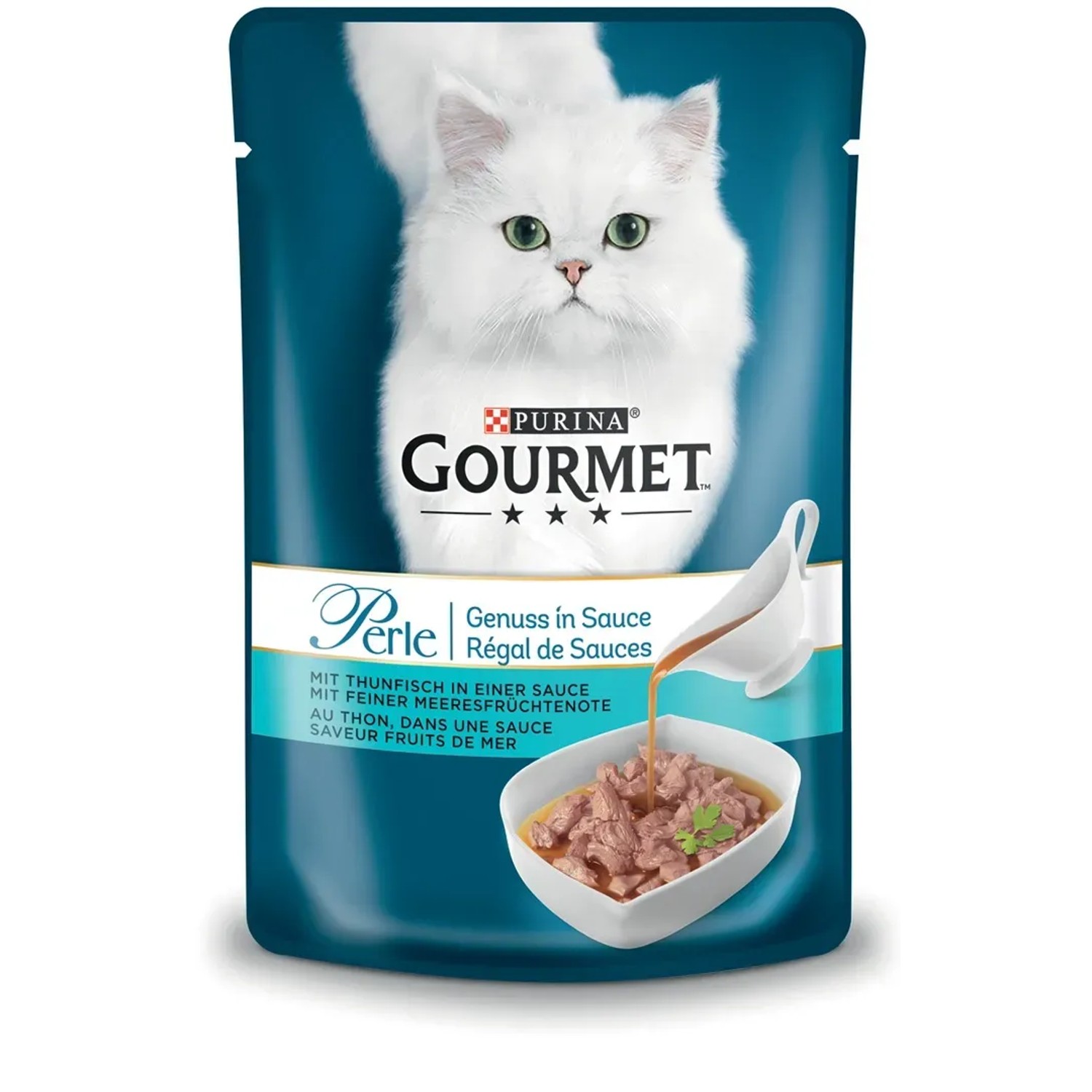 Purina Gourmet Perle Genuss in Sauce Thunfisch 85 g, Nassfutter für: Katze