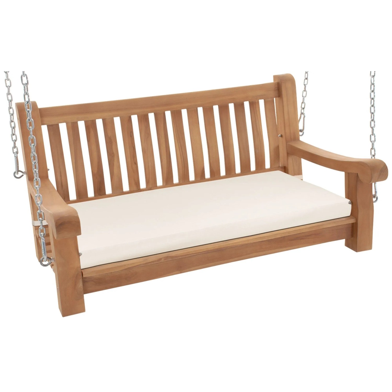 DELUKE Schaukelbank MUVER Holz Creme 120x70x62cm Hängebank Gartenschaukel Zum Aufhängen Veranda-Schaukel
