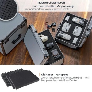 HMF 14402-02 Alu Fotokoffer Koffer Rasterschaumstoff 46 x 33 x 15 cm