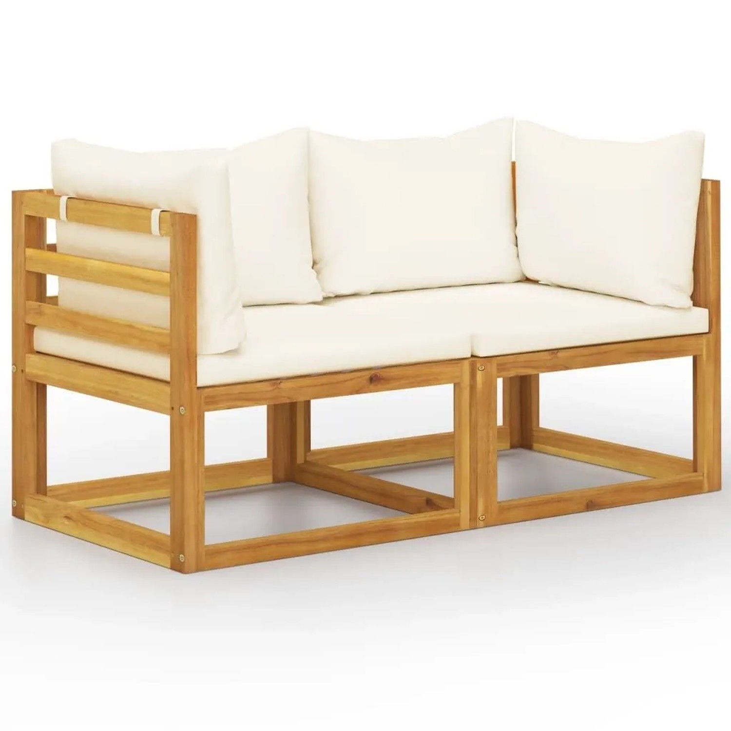 Furnicato Gartenbank 2 Sitzer Echtholz Cremeweiß Mit Kissen 70 X 70 X 60 Cm