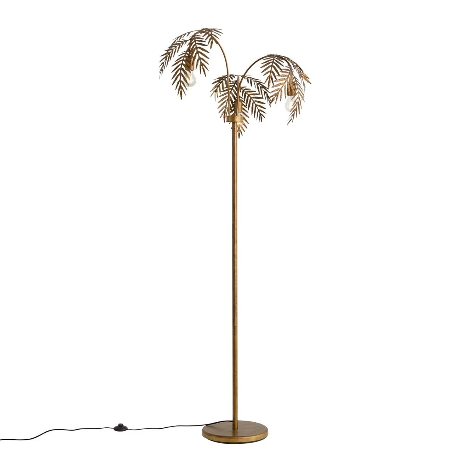 QAZQA Vintage Stehlampe Antik Gold 3 Flammig Groß Botanica