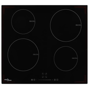 Schwarzes vidaXL Induktionskochfeld mit 4 Kochplatten und Touch Control aus Glas.