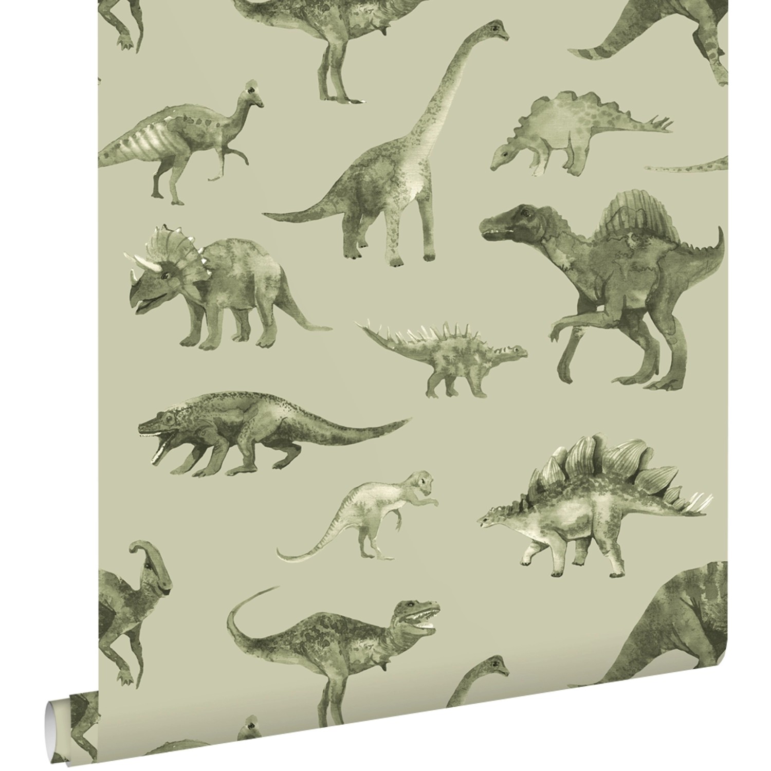 ESTAhome Tapete Dinosaurier Grün 50 x 900 cm günstig online kaufen